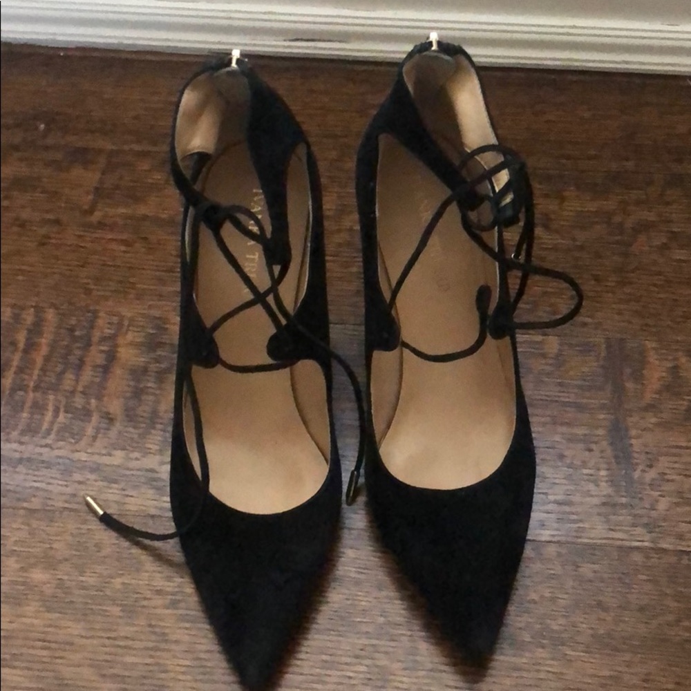 Black suede pumps